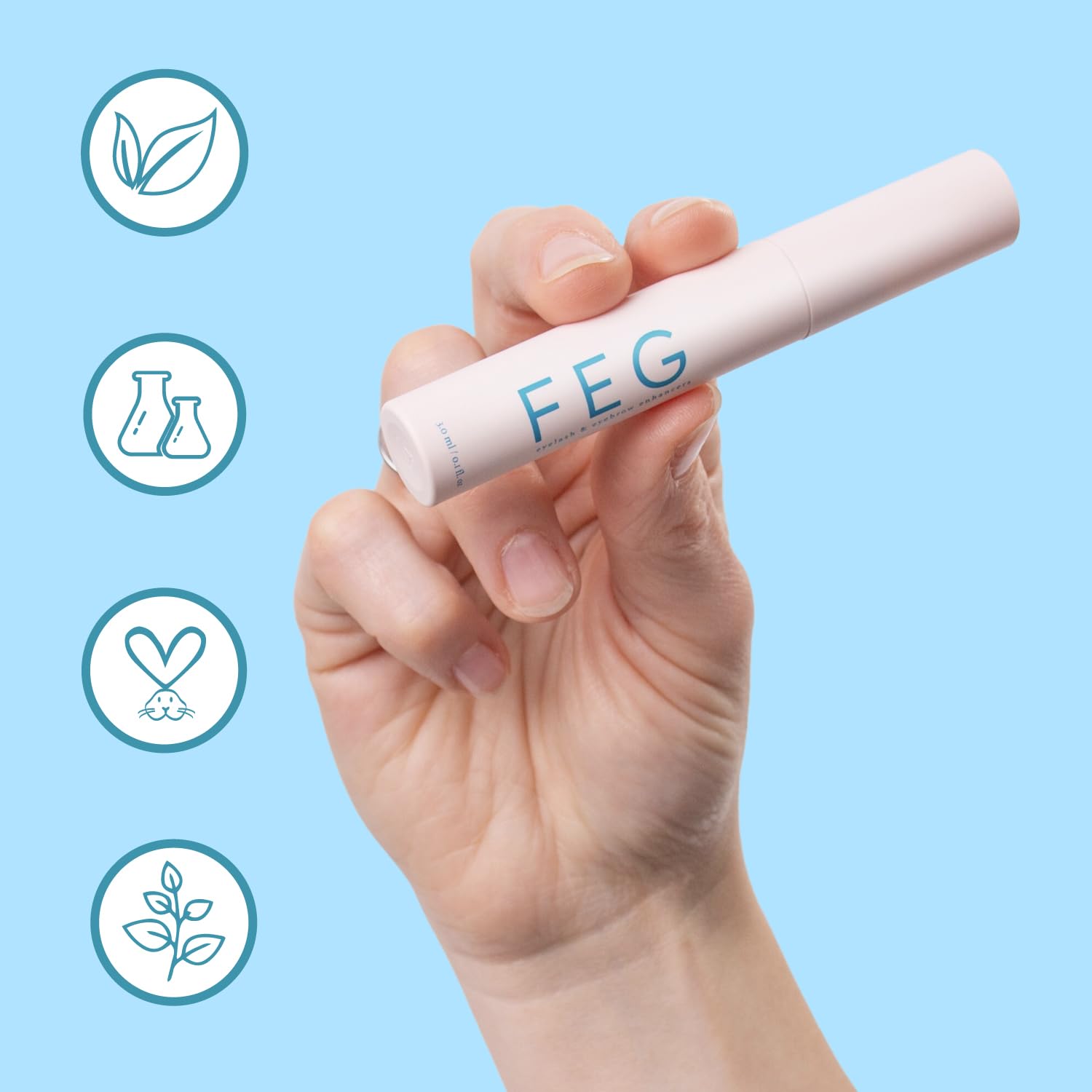 FEG Eyelash Rapid Eye Lash Growth Serum - For Eye Lash and Brow Fast Effective Growth Creates Longer & Darker Eyelashes - Best Natural Eyelash Serum in the Market