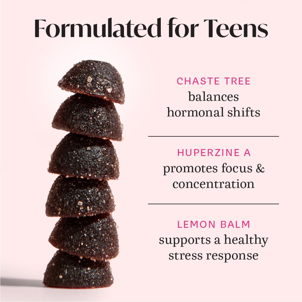 Winged Wellness Teen Queen Multivitamins for Teen Girls - Helps with Mood and Hormonal Health - for Ages 13+, Vegan & Gluten Free - Green Apple, 25 Servings