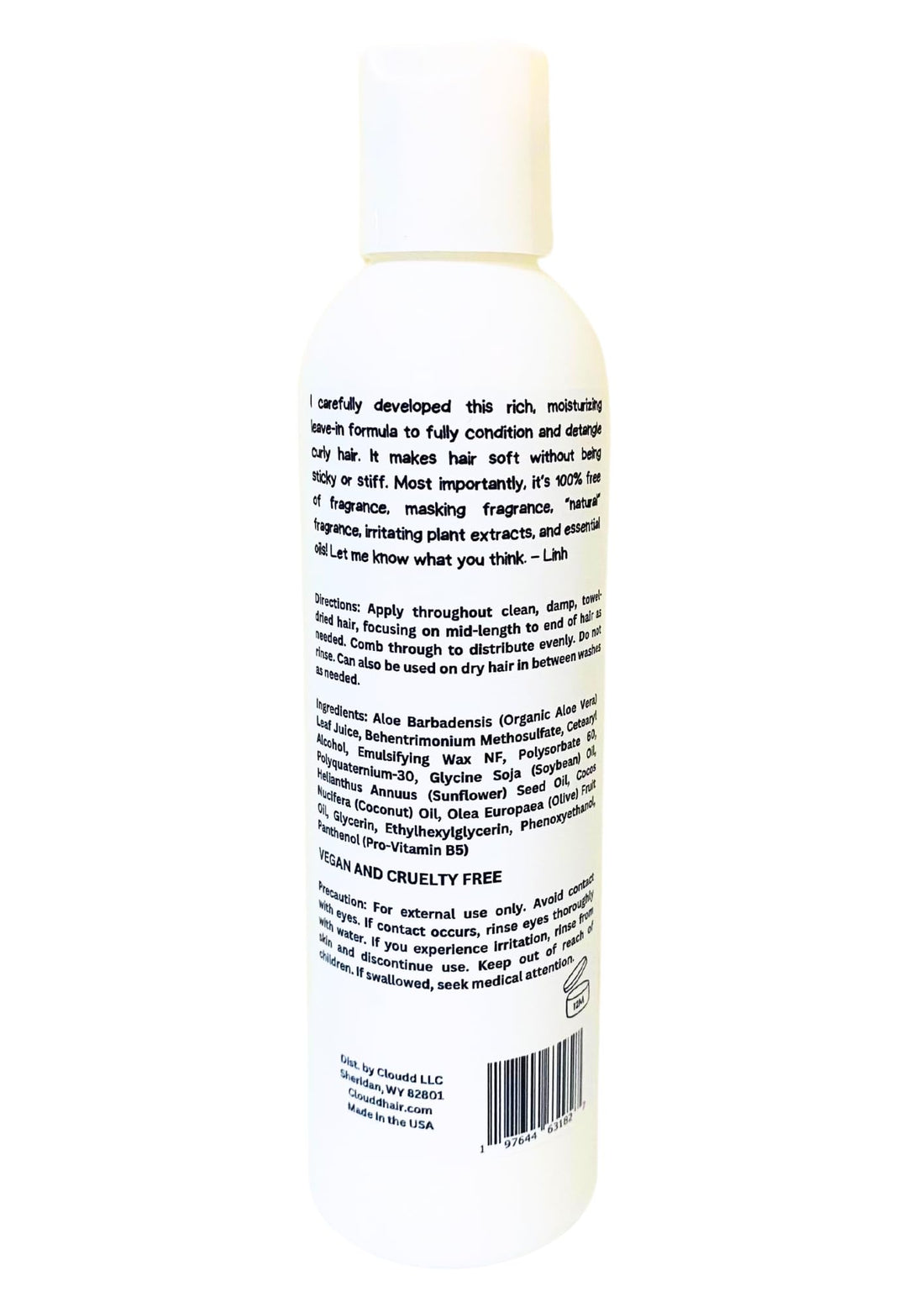 CLOUDD Curl Nourishing Leave-in Conditioner Concentrate Cream, Fragrance-Free and Essential Oil-Free