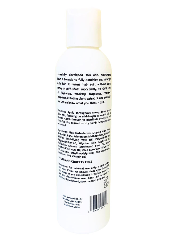 CLOUDD Curl Nourishing Leave-in Conditioner Concentrate Cream, Fragrance-Free and Essential Oil-Free