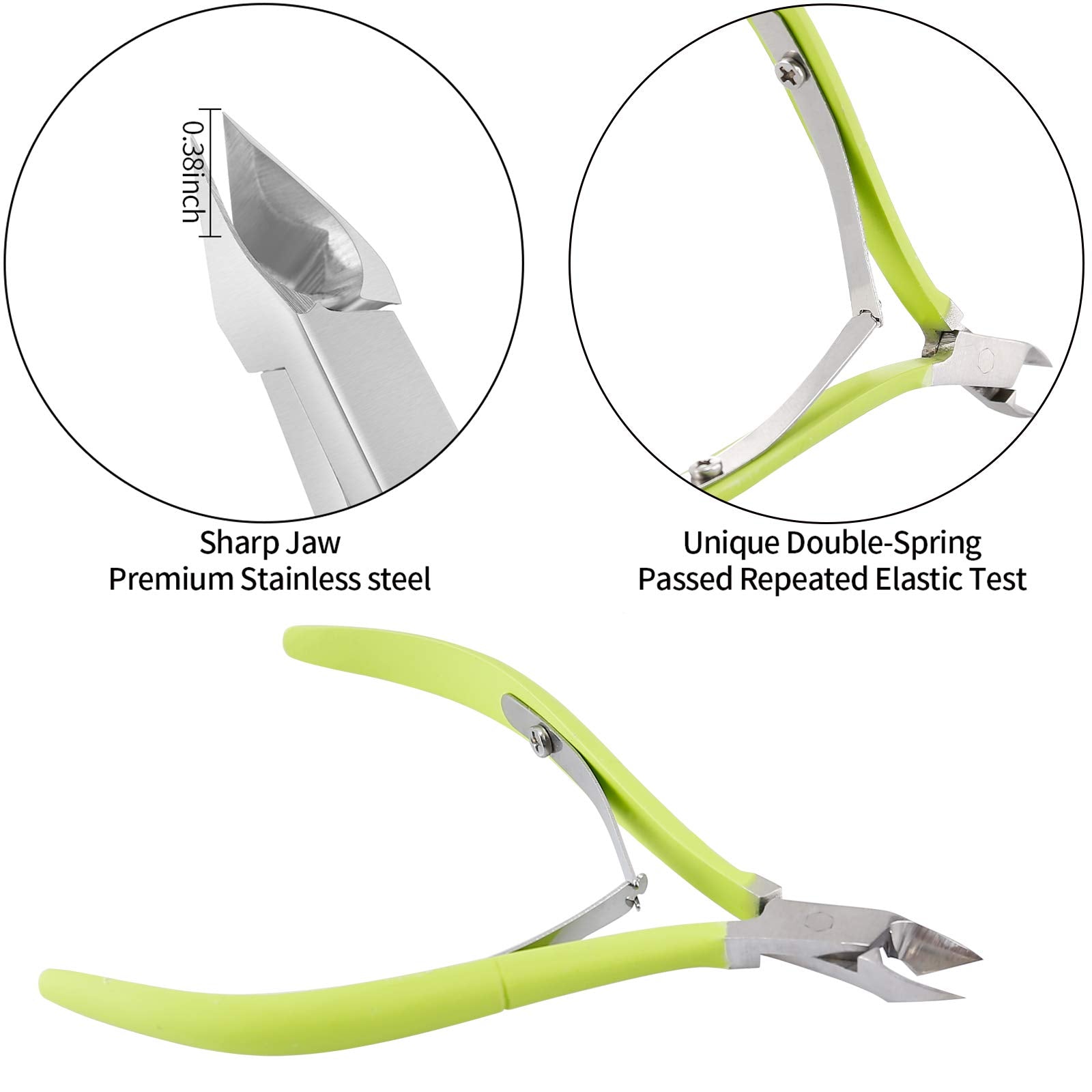 Cuticle Trimmer with Cuticle Pusher and Cutter-YINYIN Cuticle Cutter Cuticle Nipper Professional Stainless Steel Cuticle Clippers Durable Pedicure Manicure Tools for Fingernails and Toenails (Green)