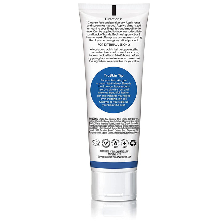 TruSkin Retinol Cream Anti-Wrinkle Moisturizer for Face Care and Eye Area with Hyaluronic Acid, Green Tea, 4 fl oz