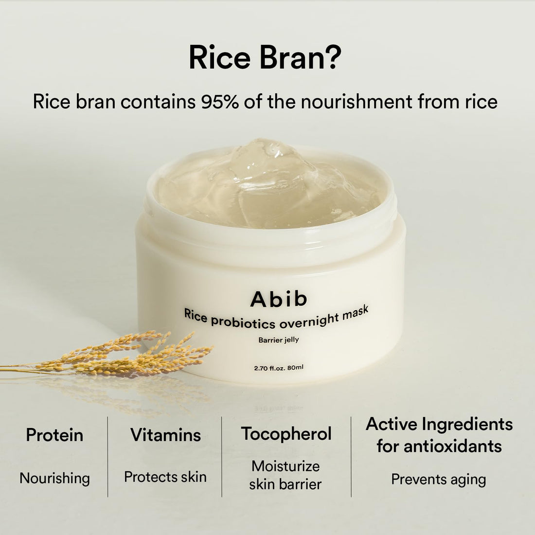 Abib Rice Probiotics Overnight Mask Barrier Jelly 2.7 fl oz I Moisturizer for Slugging Intensive Hydrating Nourishing Face Sleep Sleeping Mask for Korean Skin Care jelly eye cream clay mask glass skin