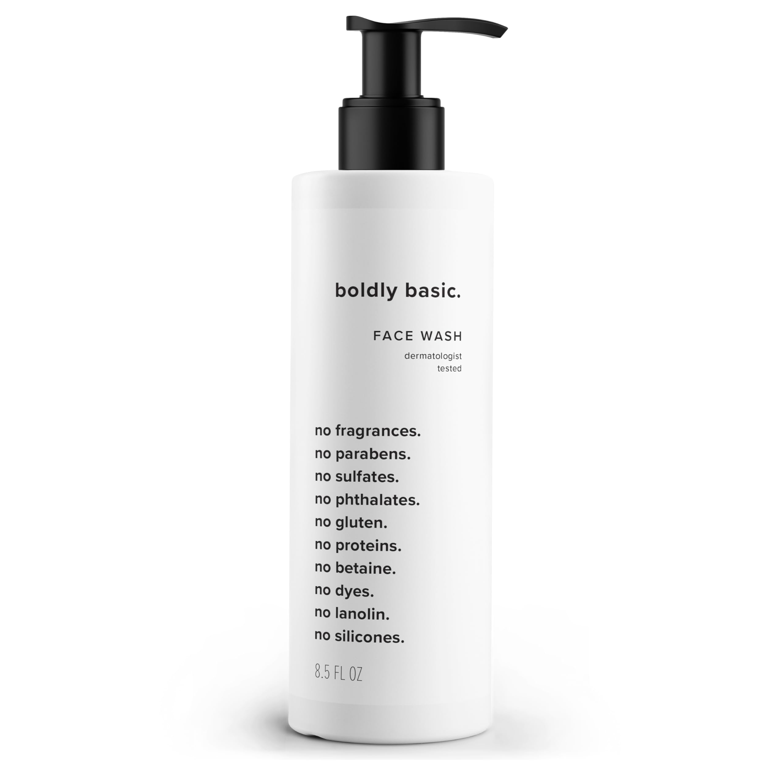 Boldly Basic Fragrance Free Face Wash - Gentle Facial Cleanser on Sensitive Skin - Unscented - Dermatologist Tested - No Sulfates, Parabens or Gluten - Non Comedogenic and Hypoallergenic