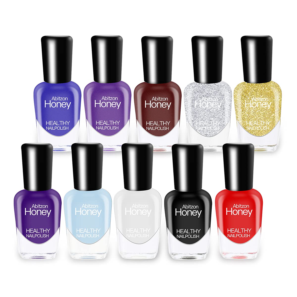 Abitzon New Nail Polish Set (10 Bottles) - Non-Toxic Eco-Friendly Easy Peel Off & Quick Dry Water Based Nail Polish: Style-1