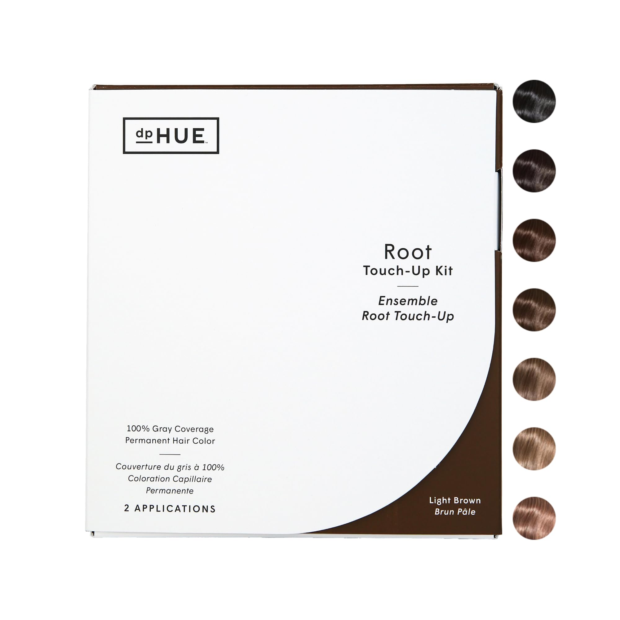 dpHUE Root Touch-Up Kit - Light Brown, 2 Applications - Permanent Grey Hair Touch Up & Root Cover Up Solution - Low Ammonia, Salon-Quality Creme Hair Color Made in Italy