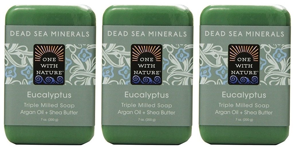 One With Nature Eucalyptus Soap (Pack of 3) With Dead Sea Minerals, Argan Oil, Shea and Eucalyptus Essential Oil, 7 oz. Each