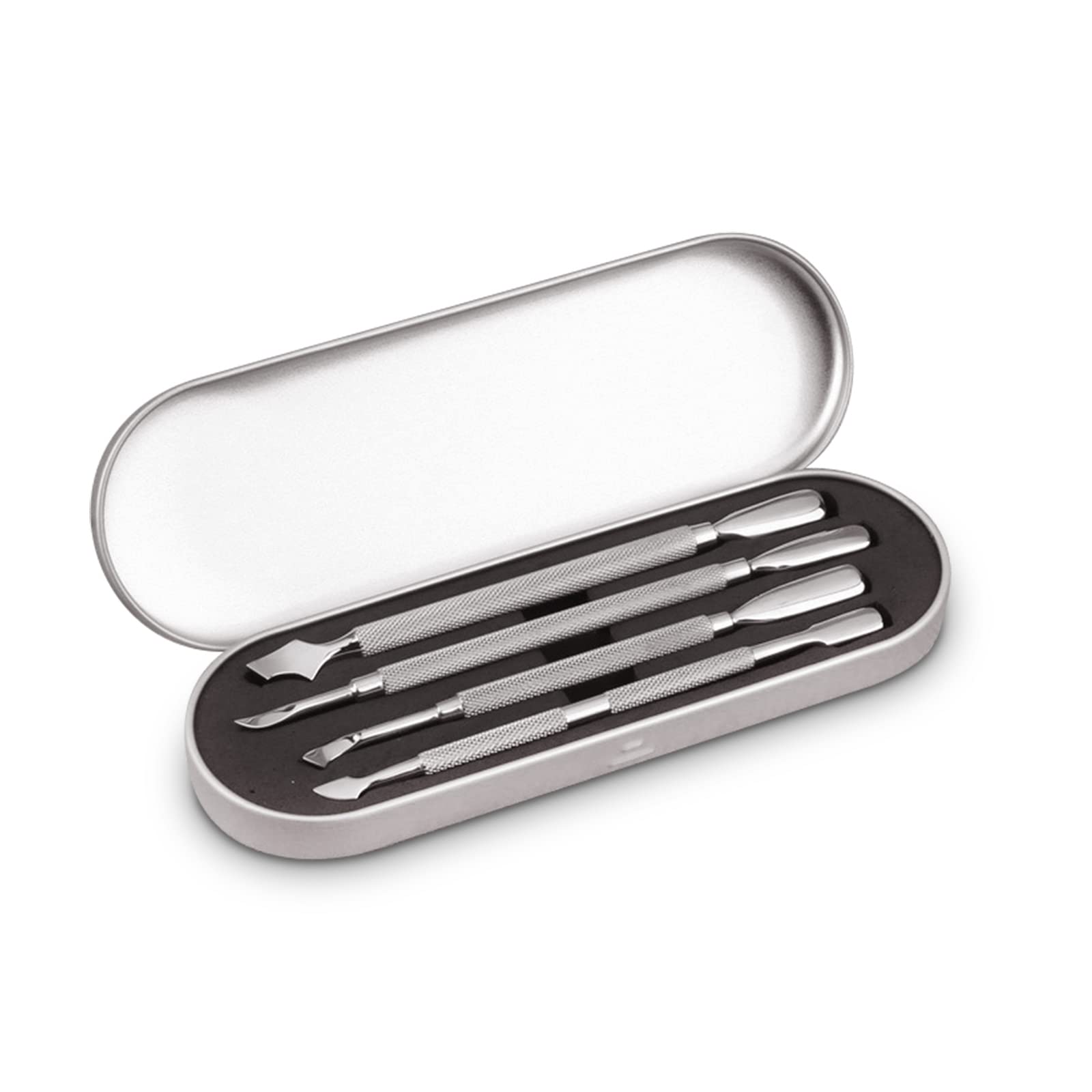 Pinkiou Nail Polish Remover Tool Manicure Cuticle Pusher Stainless Steel Kit (4 Pieces)