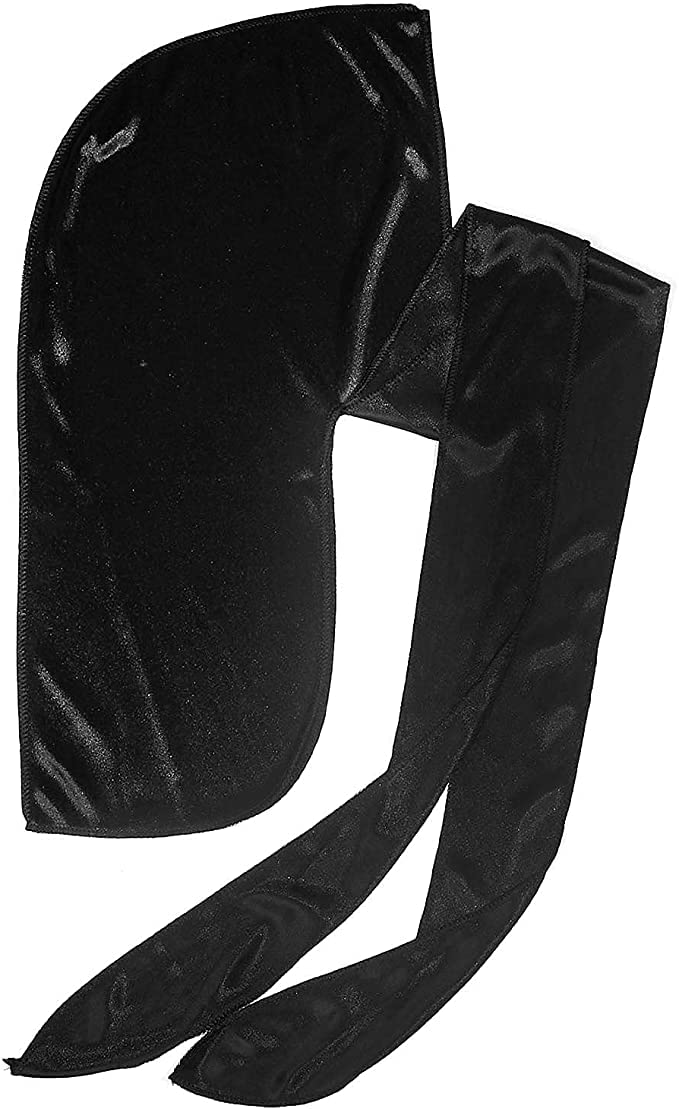 KISS RED Silky Satin Durag Premium Smooth Silky Durag for Men & Women 360 Waves Headwraps (Black)