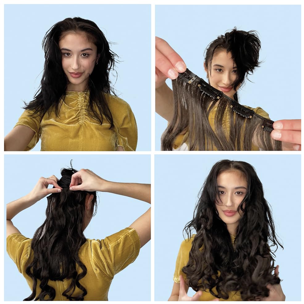 20 (50cm) off black # 2 CES101-1 : PRETTYSHOP XXL Full Head Set 8 pcs 20 Clip In Hair Extensions Hairpiece Wavy Heat-Resisting off black # 2 CES101-1