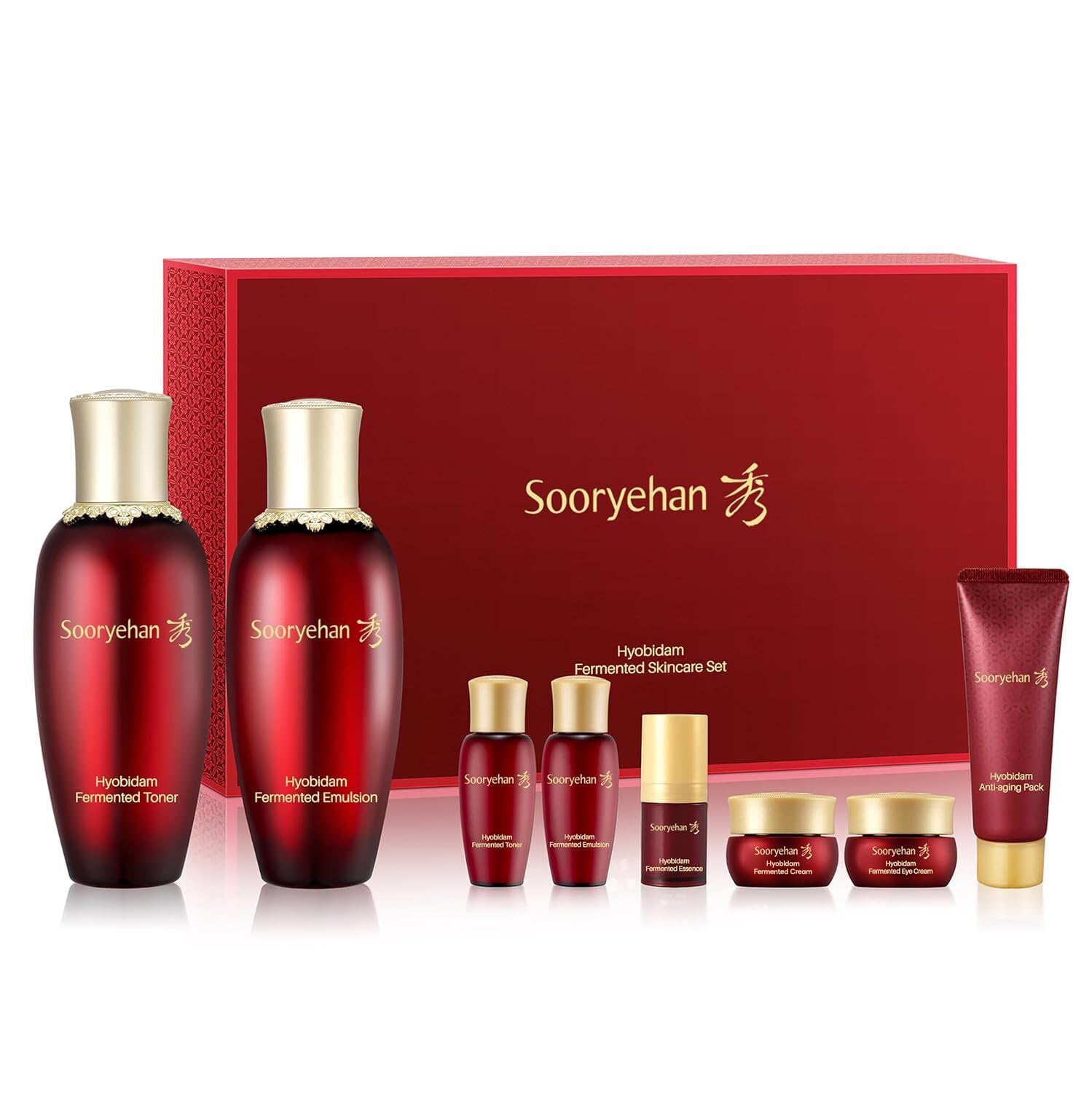Sooryehan Ginseng Skincare Set - Hyobidam Korean Skin Care Set, Premium Gift Set for Intense Hydration, Firm Skin, Wild Ginseng, 13.53 fl oz