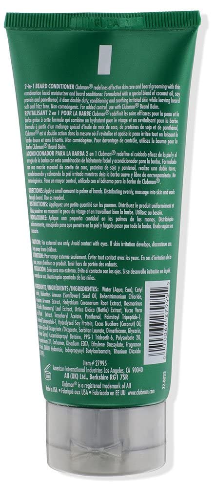 Clubman Beard 2-In-1 Conditioner 3 Ounce Tube (88ml) (3 Pack)