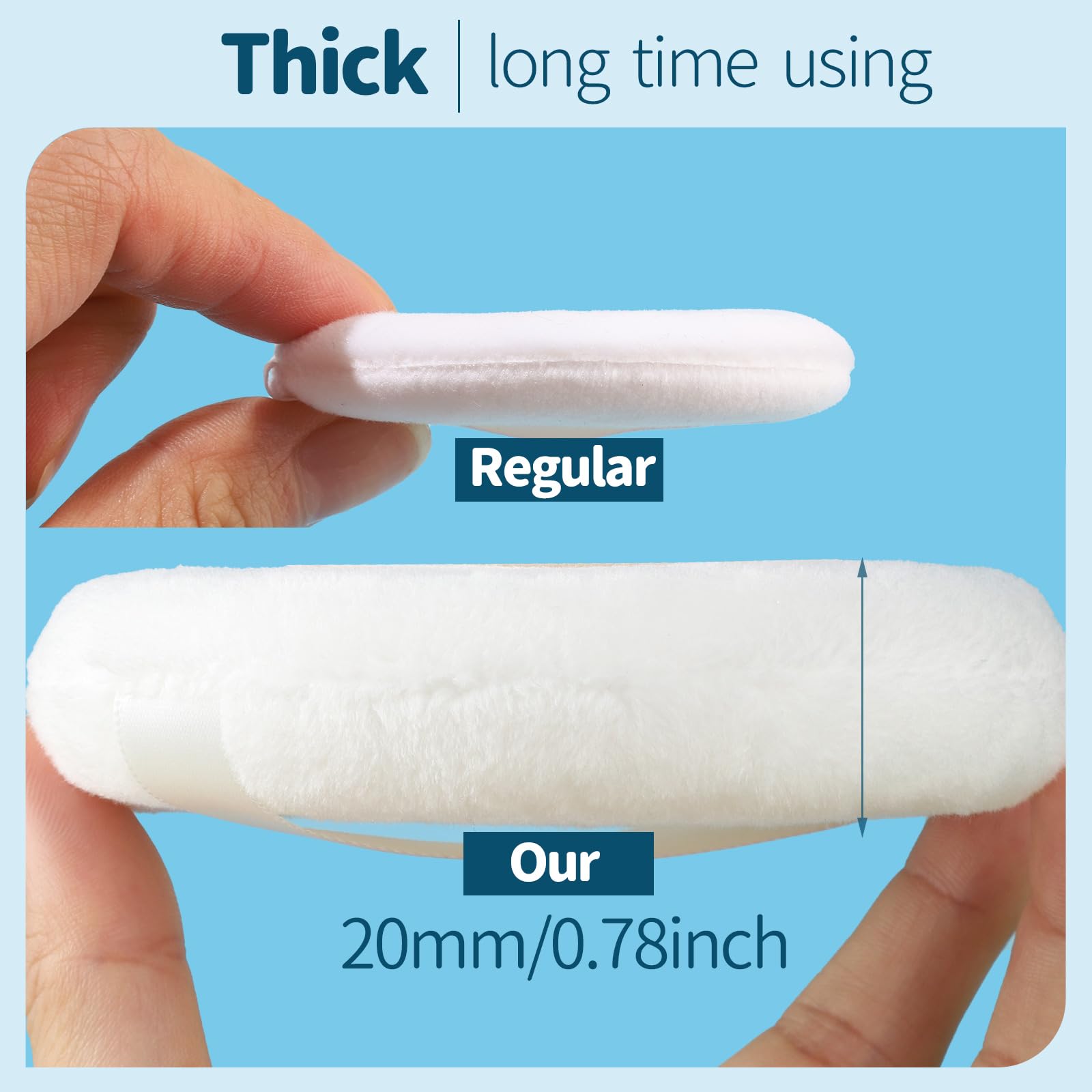 Teenitor 2pcs Powder Puff, 4.13 Inch Powder Puff for Body Powder, Body Powder Puff Large Powder Puff Loose Powder Puffs Soft Velour Body Powder Puff and Container White
