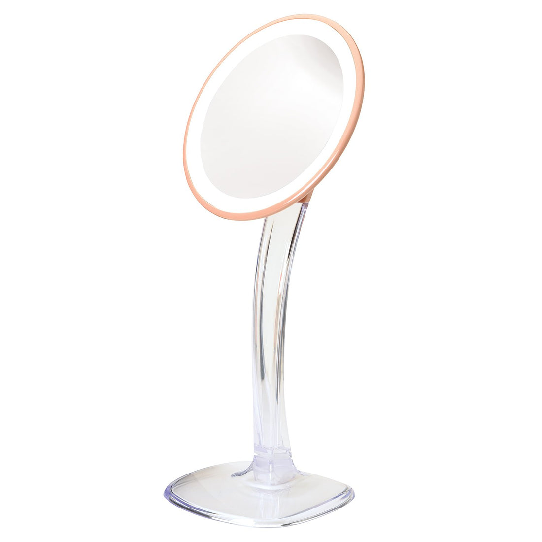 Jerdon JS725RL 7.25-Inch LED Lighted Single-Sided Vanity Mirror with 5x Magnification, Clear/Rose Gold