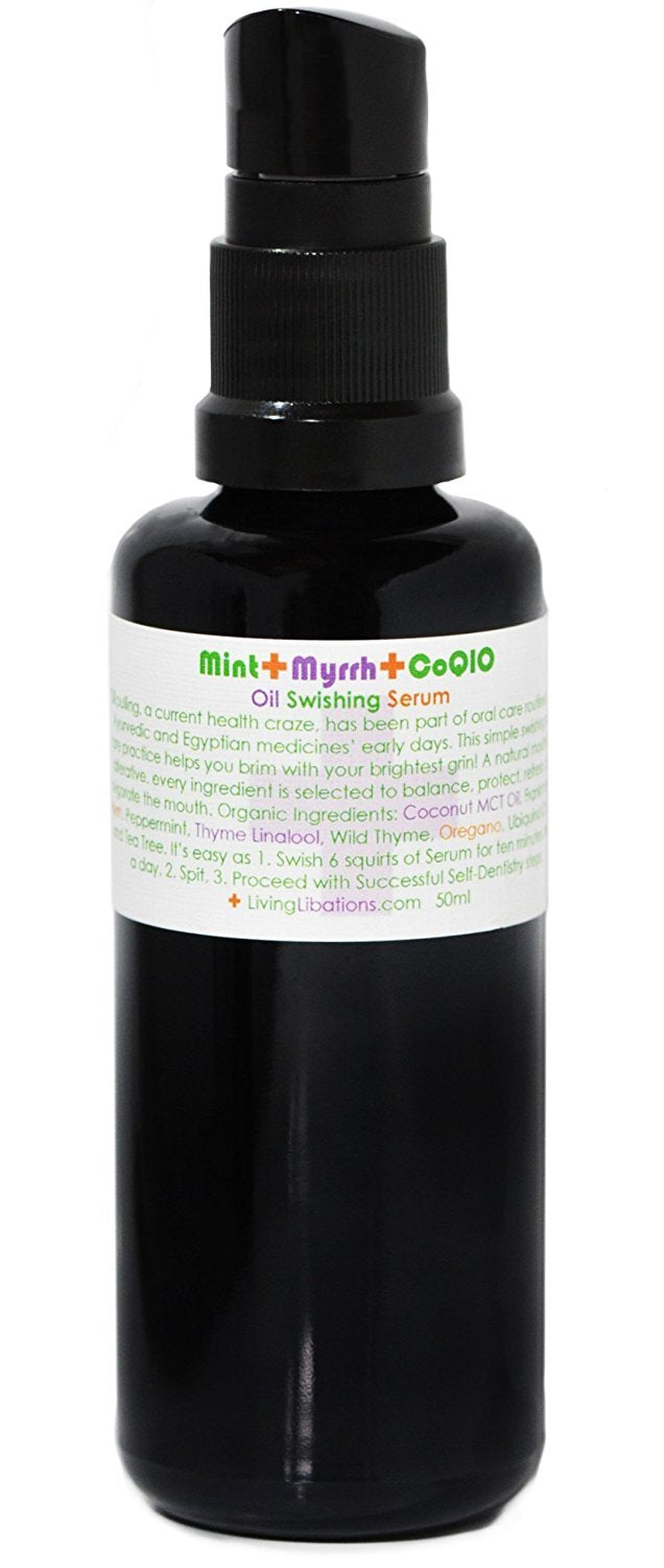 Living Libations - Organic/Wildcrafted Mint + Myrrh Oil Swishing Serum (1.69 oz / 50 ml)