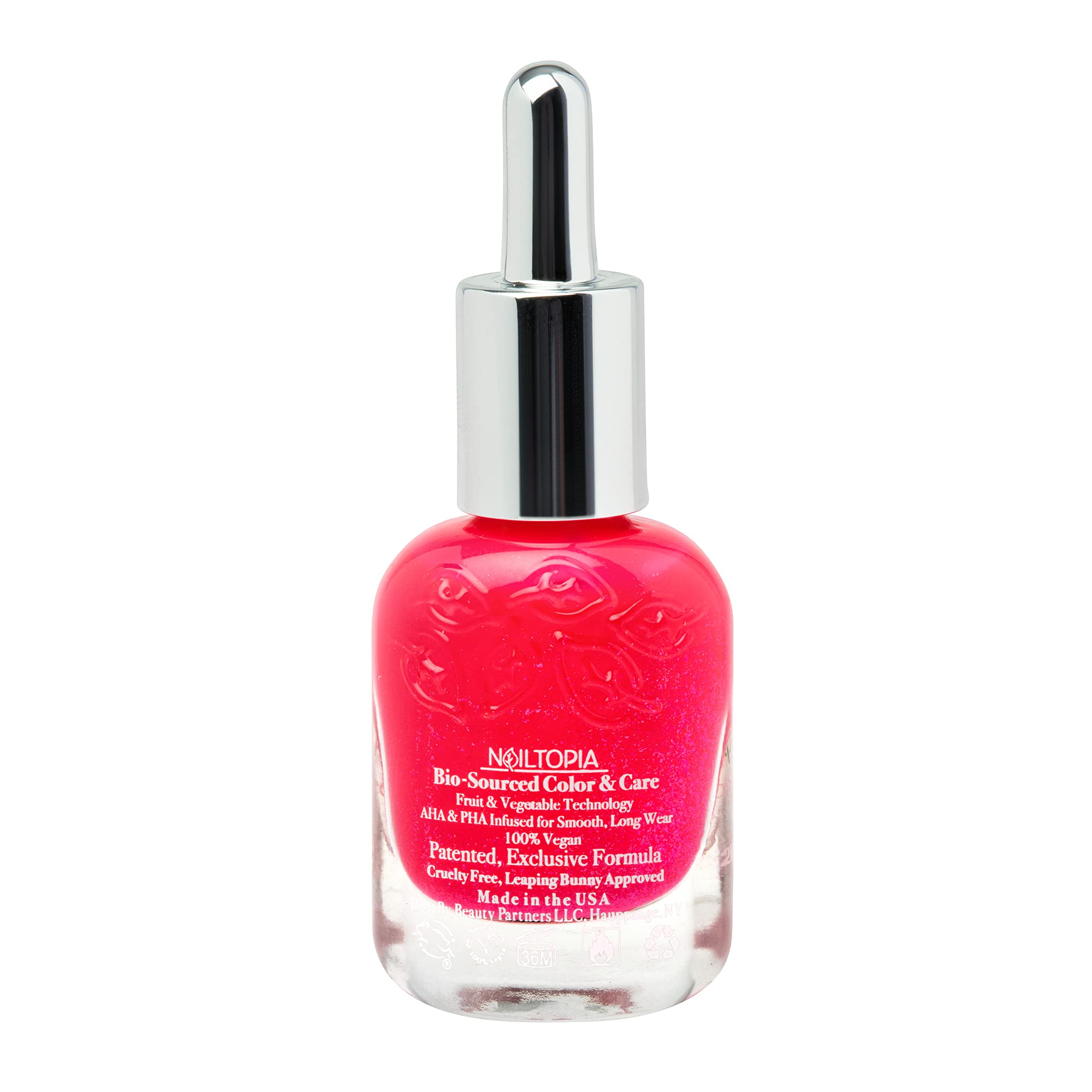 Nailtopia - Plant-Based Chip Free Nail Lacquer - Non Toxic, Bio-Sourced, Long-Lasting, Strengthening Polish - You Got This Babe (Bright Pink With Subtle Blue Shimmer) - 0.41oz
