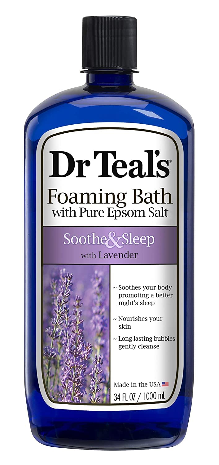 Dr. Teals Pure Epsom Salt Foaming Bath Variety Gift Set (2 Pack, 68oz Total) - Soothe & Sleep Lavender & Sleep Bath with Melatonin Essential Oils - Relieve Stress, Promote Better Sleep