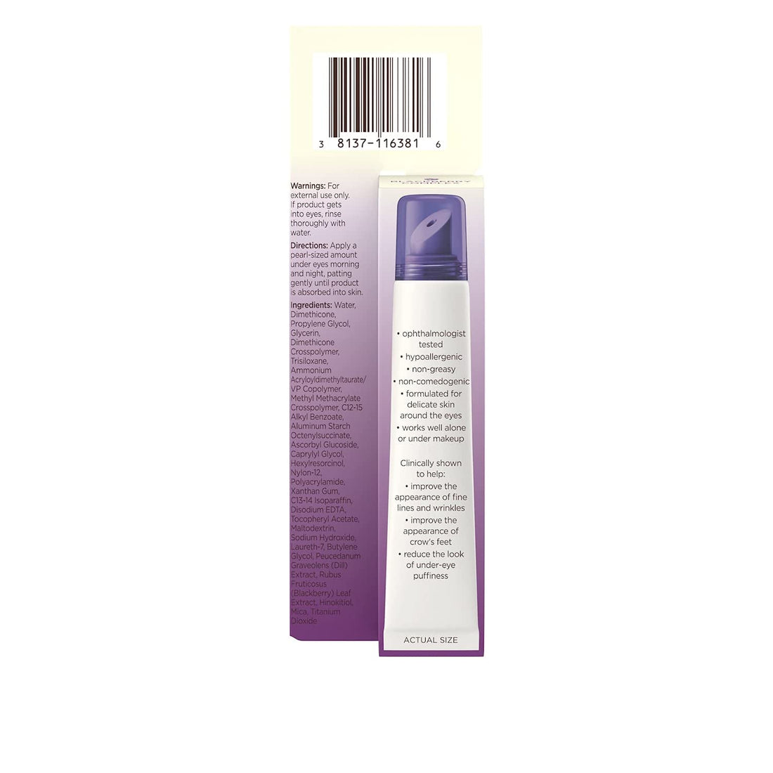 Aveeno Absolutely Ageless 3-in-1 Under Eye Dark Circle & Anti-Wrinkle Cream with Antioxidant-Rich Blackberry Complex, Vitamins C & E, Hypoallergenic, Non-Comedogenic & Non-Greasy, 0.5 oz (Pack of 2)