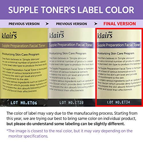 Klairs Supple Preparation Facial Toner, with Hyaluronic Acid, moisturizer, without paraben and alcohol 180 ml