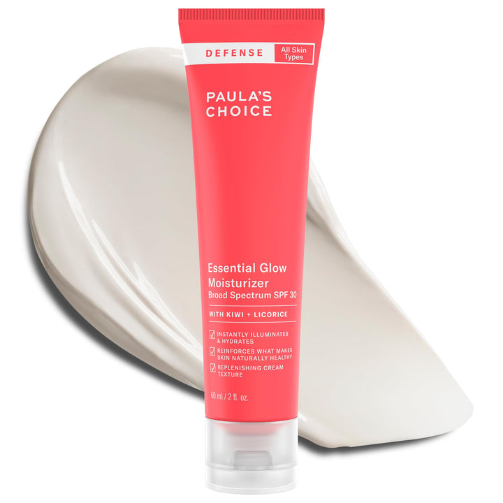 Paula's Choice DEFENSE Essential Glow Mineral Moisturizer SPF 30 with Kiwi Extract, Vitamin C & E, Niacinamide, Argan Oil & Resveratrol, Radiant Dewy Finish, 2 Oz Tube