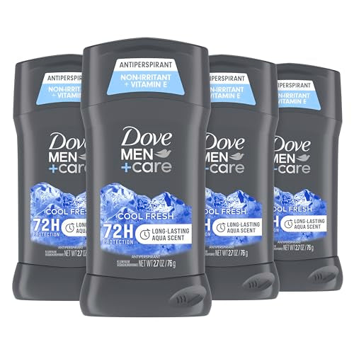 Dove Men+Care Antiperspirant Deodorant Cool Fresh 4 Count for a Long-Lasting Aqua Scent, with 72H Protection, 2.7 oz