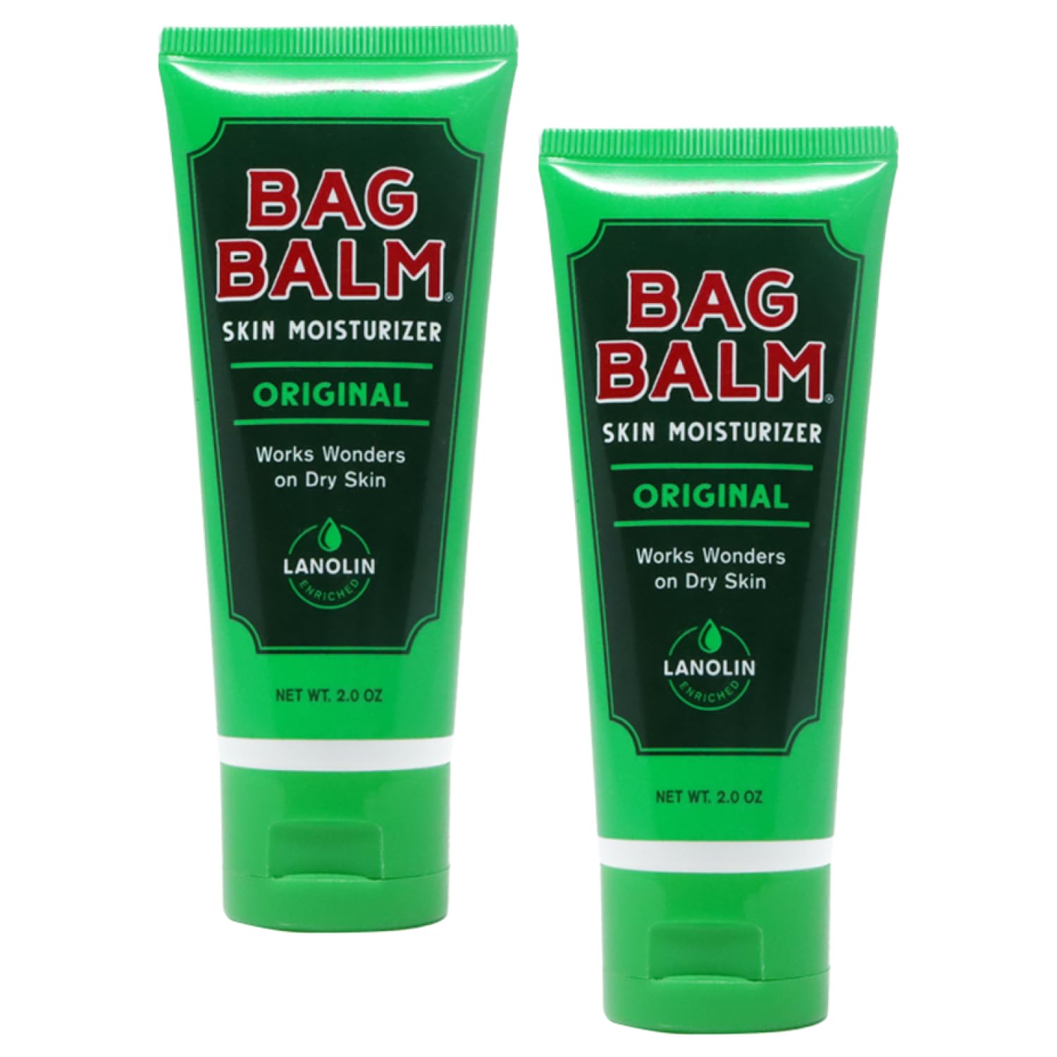 Bag Balm Vermont's Original Hand Moisturizer, Hand Balm for Dry Skin, Cracked Hands, Heels & Dry Hands Treatment, For Dogs and More Ointment, Dry Skin Lotion (2oz Tube (Pack of 2))