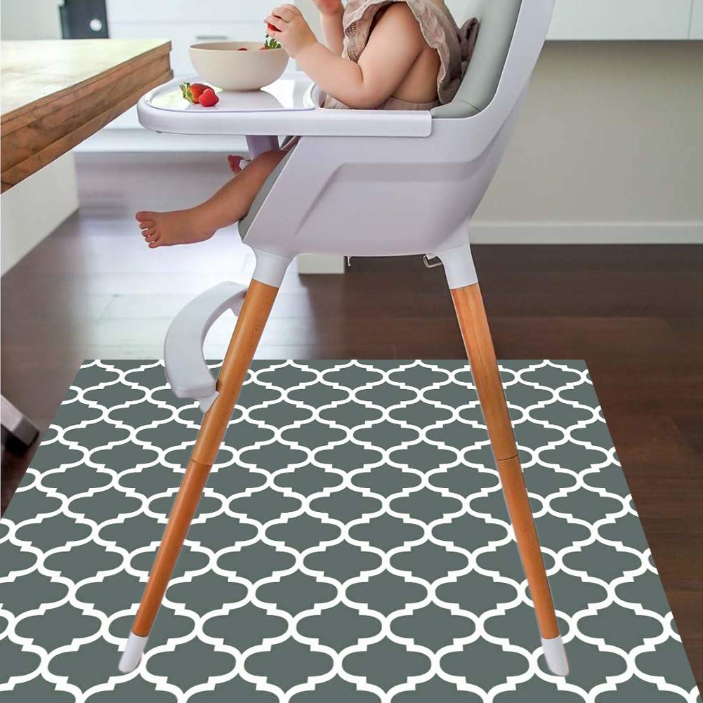 Splat Mat for Under High Chair/Arts/Crafts by CLCROBD, 51 Baby Anti-Slip Food Splash and Spill Mat for Eating Mess, Waterproof Floor Protector and Table Cloth (Lattice)