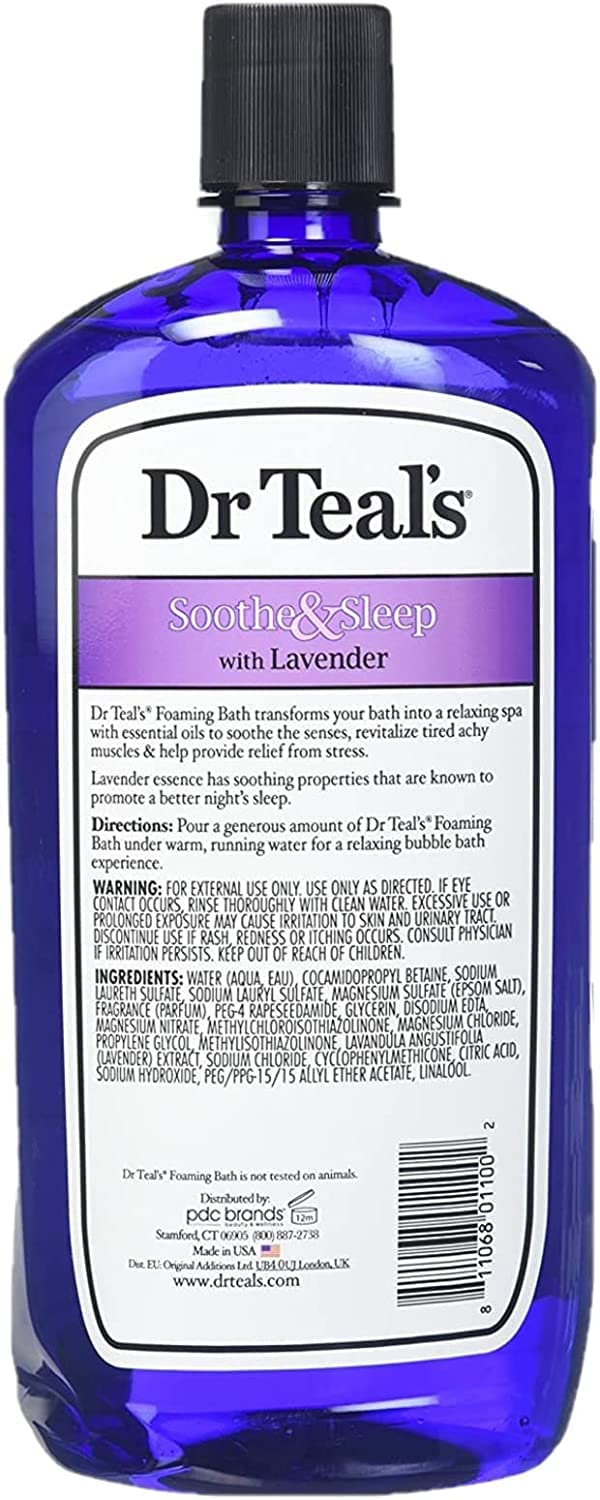 Dr. Teal's Foaming Bath Variety Gift Set (2 Pack, 34oz Ea.) - Soothe & Sleep Lavender, Moisturizing Shea Butter & Almond Oil - Essential Oils Blended with Pure Epsom Salt Ease Pain & Relieve Stress