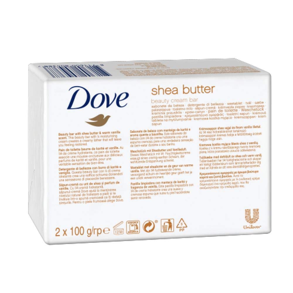 Dove Purely Pampering Shea Butter with Warm Vanilla Scent for Unisex - 2 X 3.5 oz Bar Soap