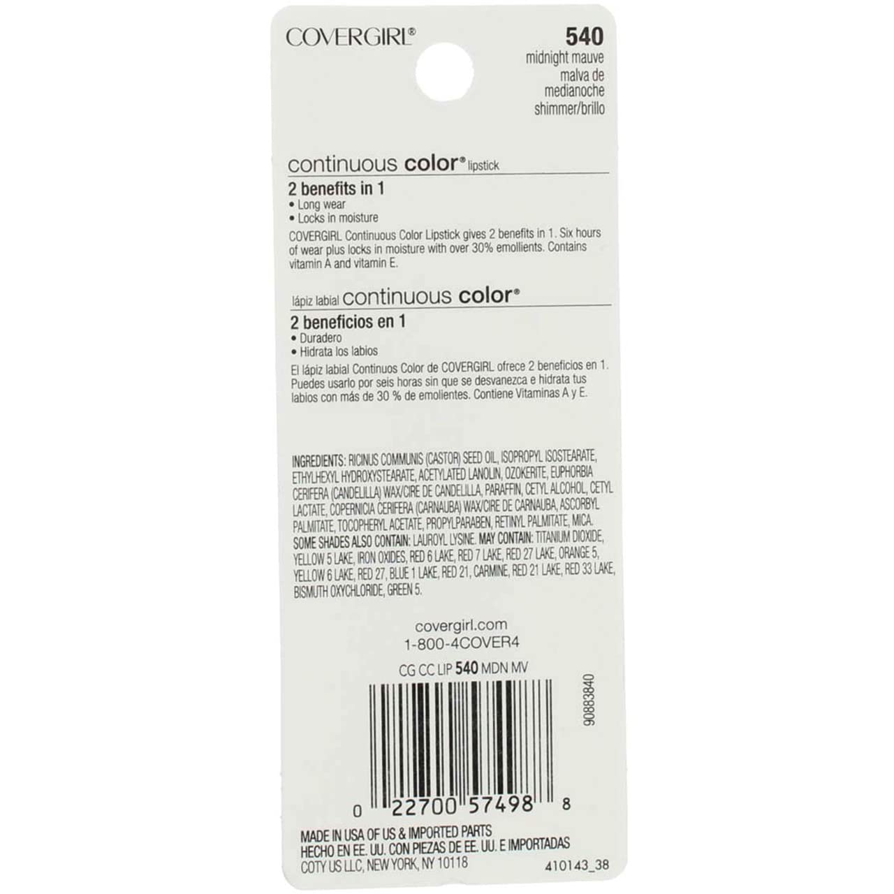 Cg Cclp Shm Mdnt Mve C2c Size .13 Covergirl Continuous Color Lipstick Shm Mdnt Mve C2c