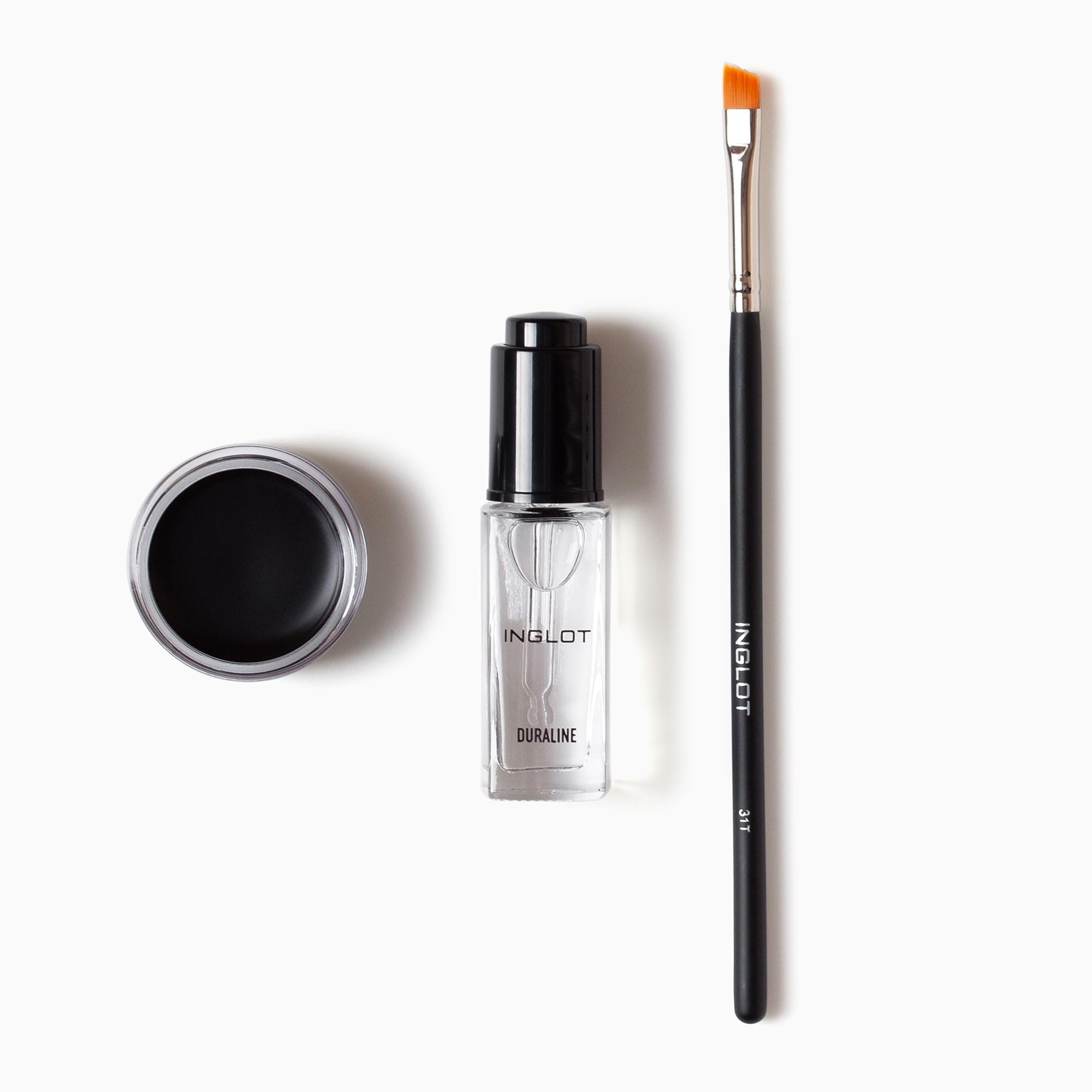 INGLOT Eye Essentials Set | Duraline + AMC Eyeliner Gel 77 + Makeup Brush 31T |