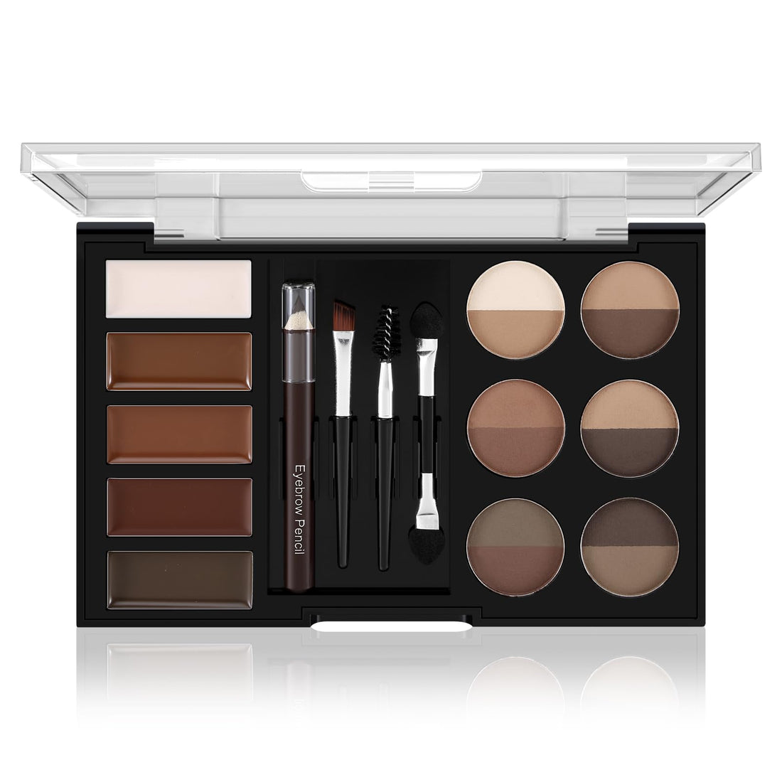Apooliy Eyebrow Powder Palette Set - 12 Colors, 5 Mascaras, 4 Stencils, Brush & Pencil, Volumizing Gel for Natural Brows