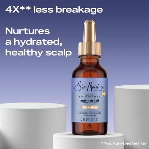 SheaMoisture Scalp & Hair Oil Anti-Hair Fall for Healthy Looking Hair and Moisturized Scalp, with Biotin & Multi-Peptide ScalpBoost Technology, 2 oz