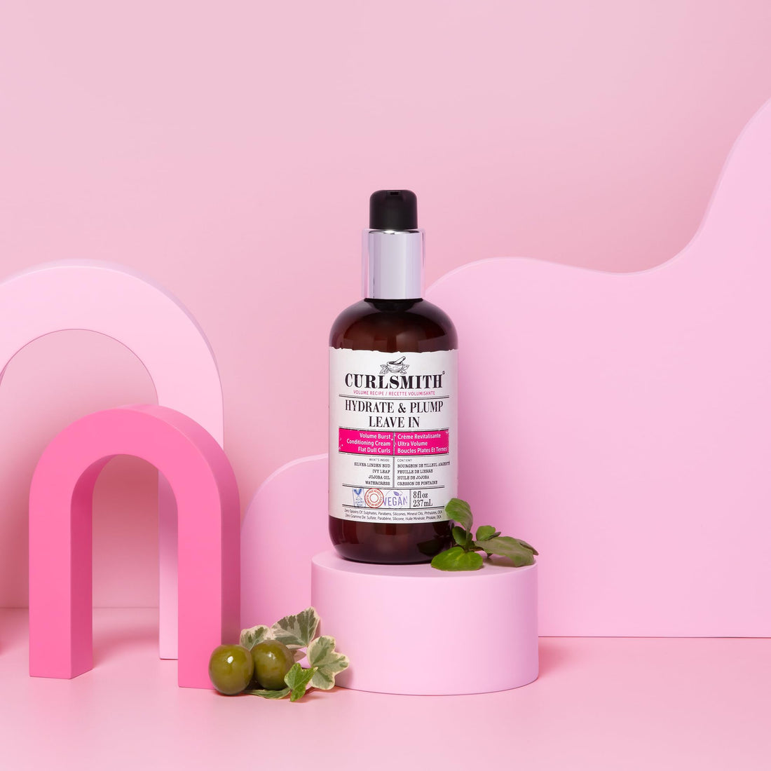 CURLSMITH - Hydrate & Plump Leave In Hair Conditioner, Volumizing and Nourishing for Wavy, Curly or Coily Hair, Vegan (237ml/8fl oz)