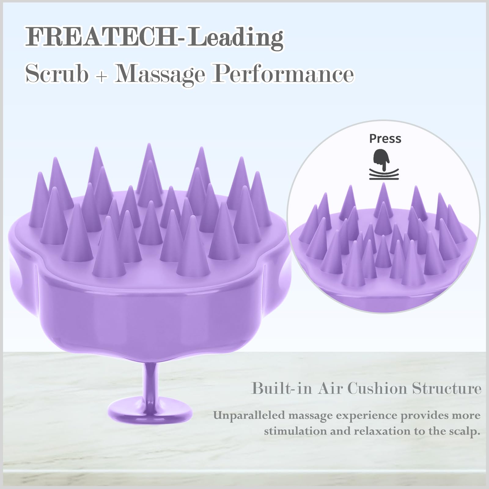 Shampoo Brush Hair Scalp Massager, FReatech [Wet & Dry] Scalp Massage Brush Soft Silicone Comb for Men, Women, Kids and Pet - Purple