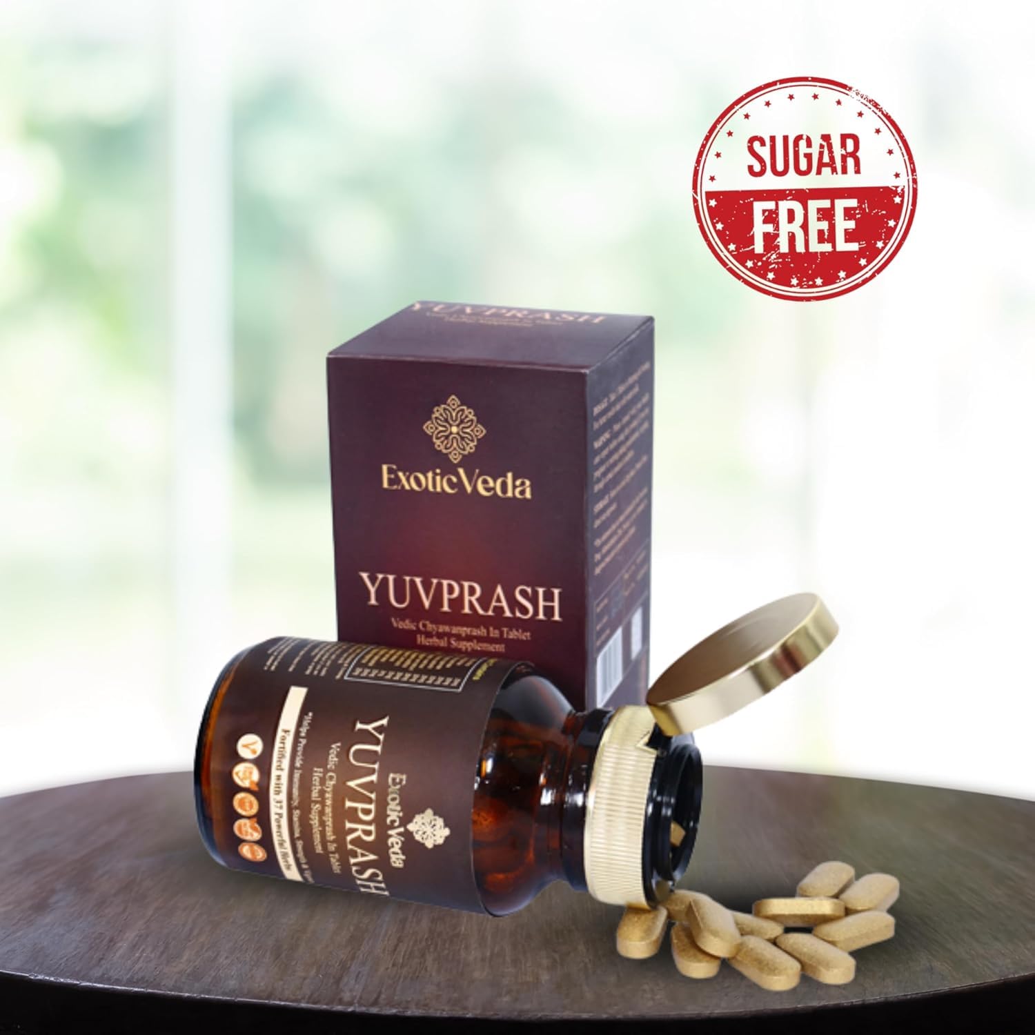 Exotic Veda Chyawanprash Tablets, YuvPrash Vedic Chyawanprash Sugar Free for Women and Men, Daily Multivitamins: 60 Tablets