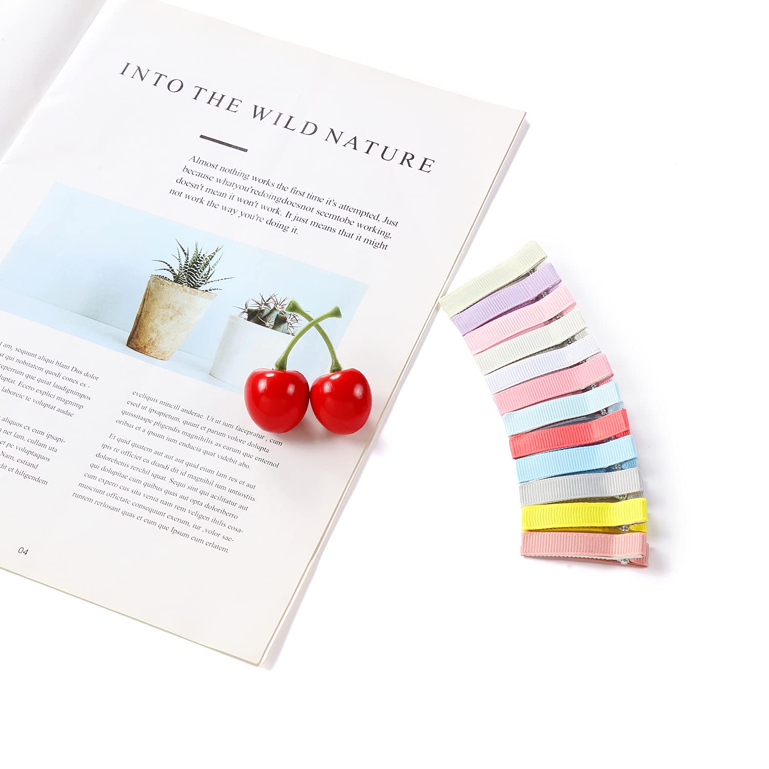 Cinaci 60 Pack/30 Pairs Solid 2 Inch Grosgrain Ribbon Fabric Covered Fully Lined Alligator Hair Clips Duckbill Small Cloth Wrapped Barrette DIY Craft Hair Bows Accessories for Baby Girls Toddlers Kids