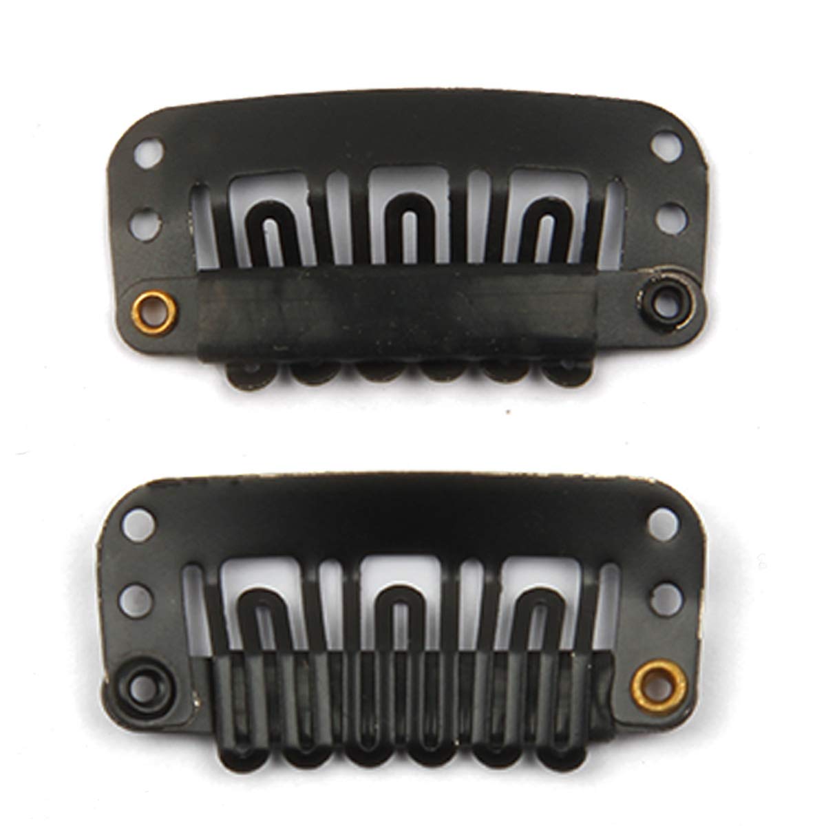 YUXIANG 20pcs U Shape Snap Clips for Hair Extensions Hair Weave Weft Metallic Wig Clips With Silicon Rubber DIY Clip ins 3.2cm Width 1.2g/pc Black Color (Black -20pcs)