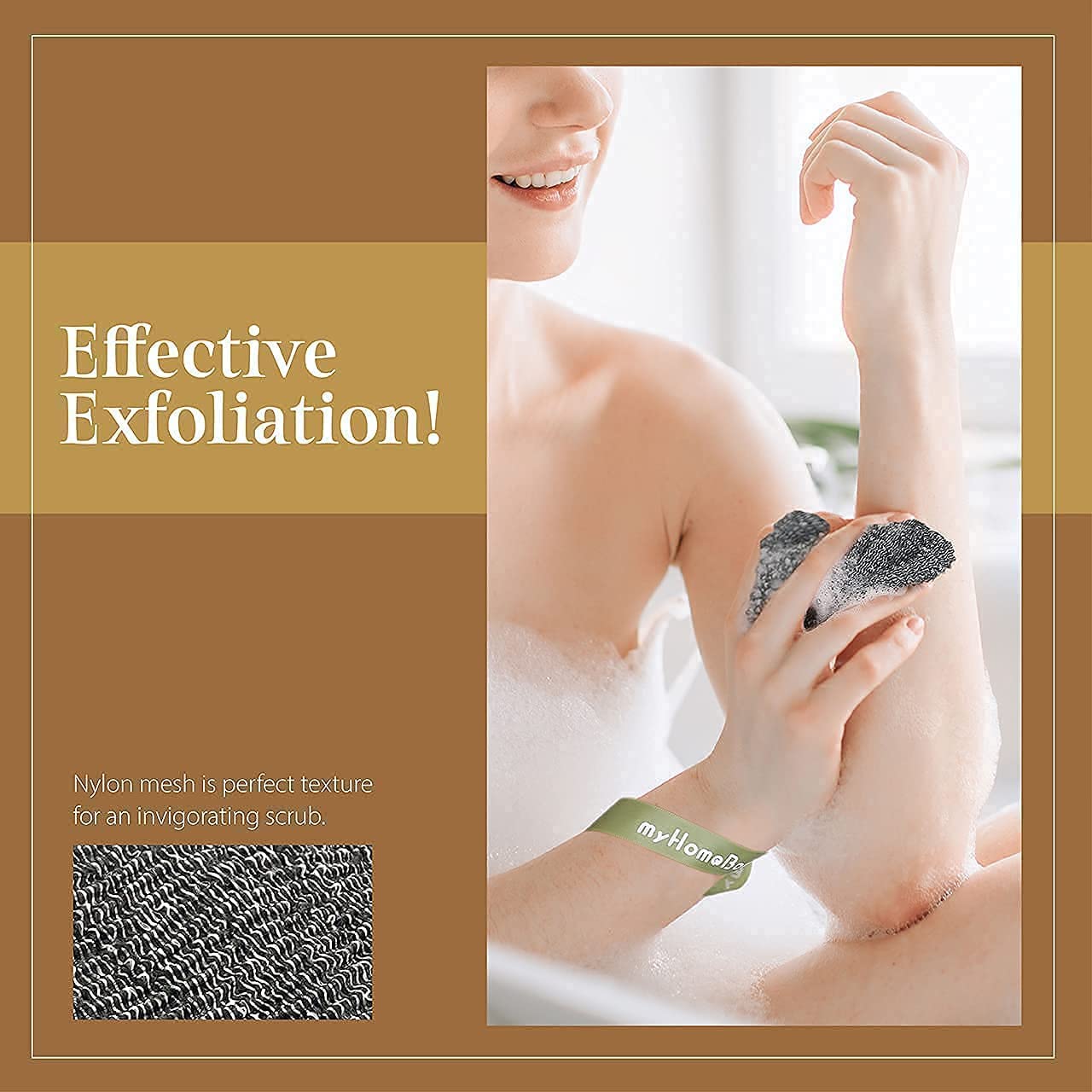 myHomeBody Soap Pocket Squares Exfoliating Pouch, Body Scrubber, Exfoliator Sponge for Bath or Shower, or Leftover Bits Saver, Graphite Gray, 3 Pack + 2 Lift Pads