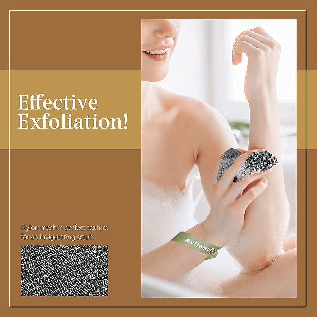 myHomeBody Soap Pocket Squares Exfoliating Pouch, Body Scrubber, Exfoliator Sponge for Bath or Shower, or Leftover Bits Saver, Graphite Gray, 3 Pack + 2 Lift Pads