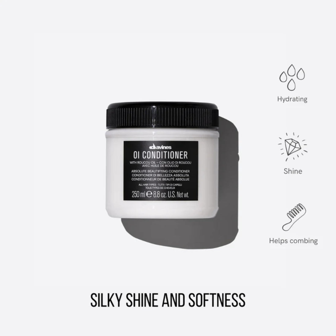 Davines OI Conditioner | Rich Detangling Conditioner for All Hair Types | Soft, Hydrated Hair with Luxious Shine | 8.8 Fl Oz