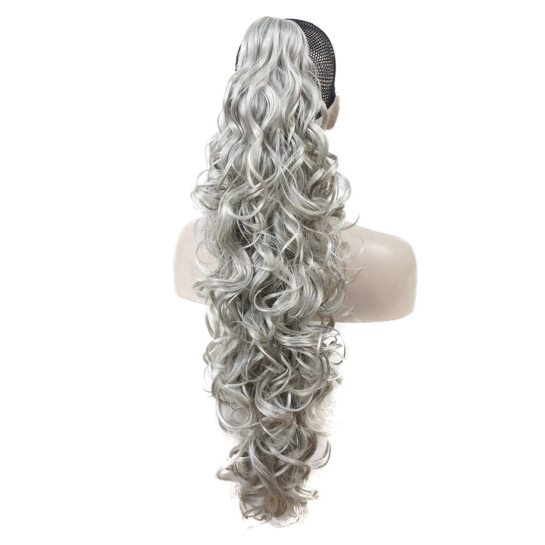 Lydell 30 Long Curly Styled Clip In Claw Ponytail Hair Extension Synthetic Hairpiece 280g with a jaw/claw clip #51 Silver Gray