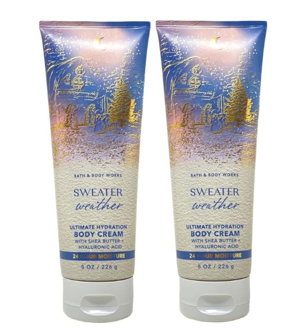 Bath & Body Works Ultra Shea Body Cream, 8oz Each, Pack of 2 (Sweater Weather)