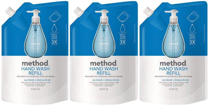 Method Gel Hand Soap Refill, Sea Minerals, 34 Fl Oz (Pack of 3)