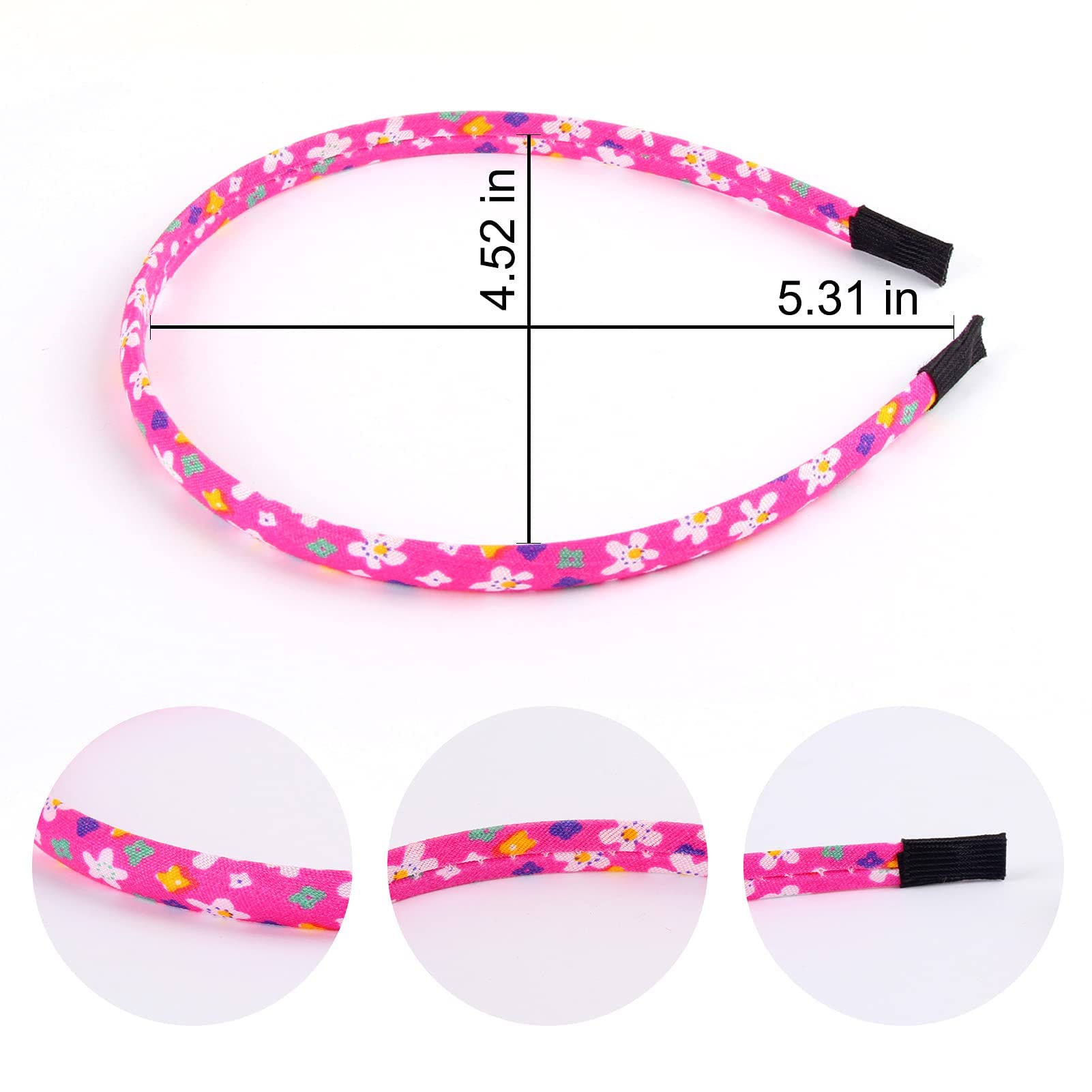 Headbands for Girls 12Pcs Thin Head Bands for Kids Children Hairbands for Toddler Floral Cloth Fabric Covered Headband Birthday Party Favors