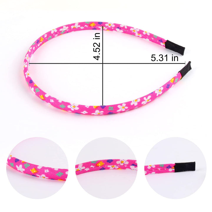 Headbands for Girls 12Pcs Thin Head Bands for Kids Children Hairbands for Toddler Floral Cloth Fabric Covered Headband Birthday Party Favors