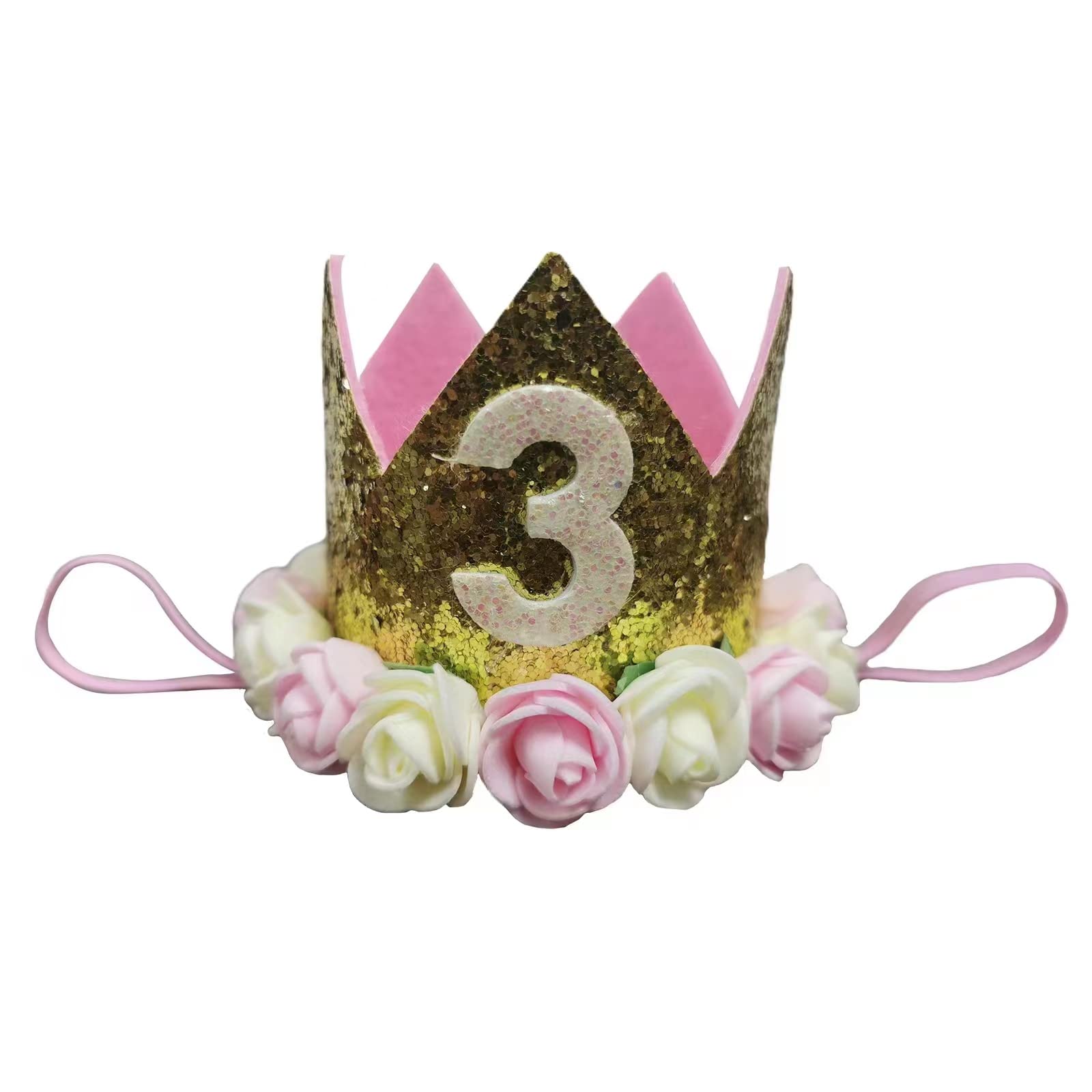 Golden Swallow Birthday Crown Baby Girl Flower Tiara Headband Party Hat Hairband