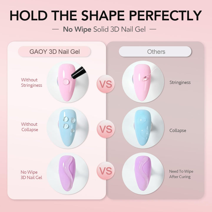 GAOY 2Pcs 3D Nail Gel, Clear Sculpting Gel for Carving, Molding & Painting Nail Art Designs, Glue for Rhinestone Gems Decoration