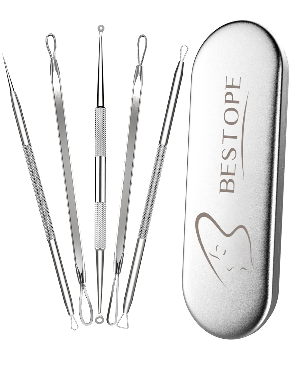 TAYTHI Bestope Blackhead Remover Pimple Acne Extractor Tool With Metal Case (Silver)
