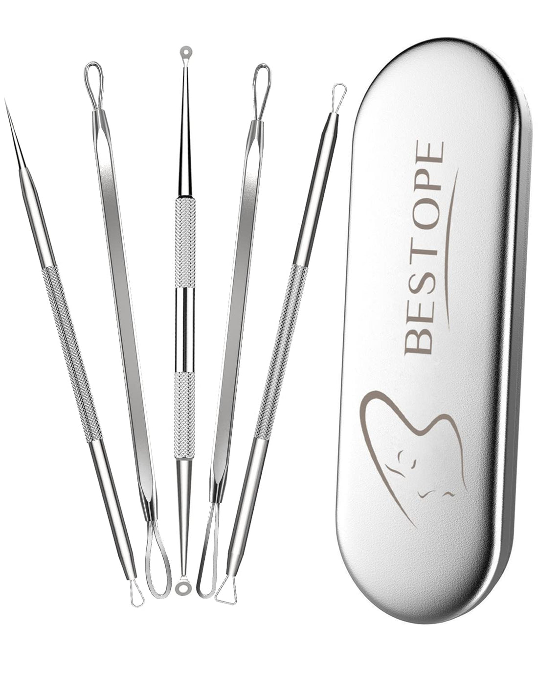 TAYTHI Bestope Blackhead Remover Pimple Acne Extractor Tool With Metal Case (Silver)